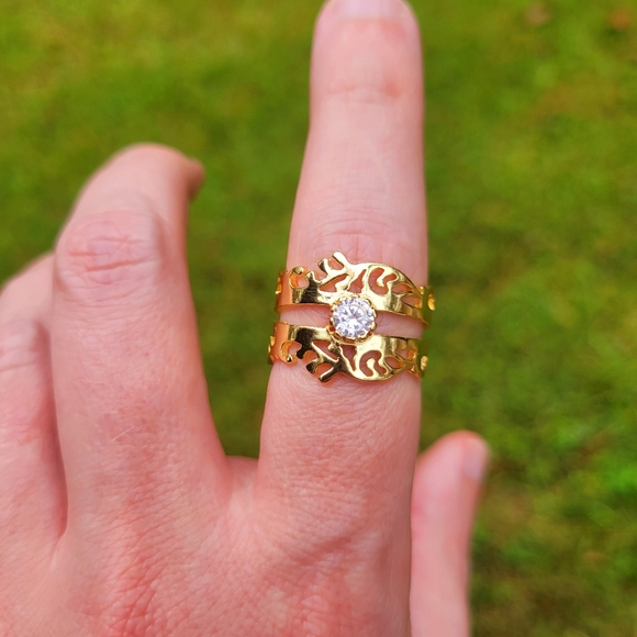 Ancient Hieroglyphs Diamond Gold Ring - Picture 2 of 11